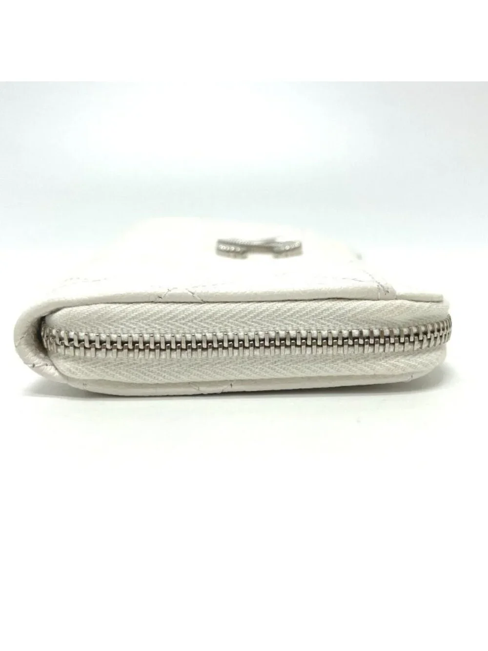 Chanel Coin Case CC Logo Fragment Caviar Leather White